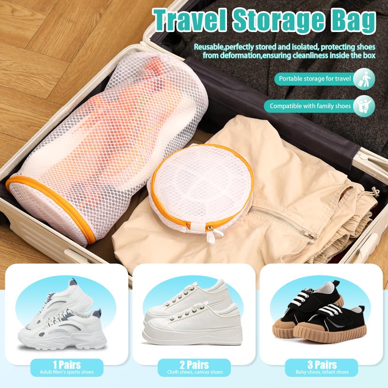 Kimmama Shoe Washing Machine Bag, Shoe Bag for Washing Machine, Mesh Laundry Bags for Sneakers, Footwear, Trainers, Slippers, Honeycomb Net, Orange Zipper, 7x15" - Image 5